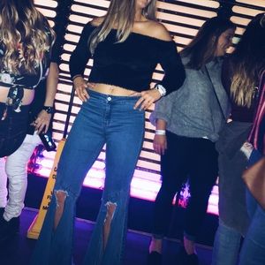 H&M Fuzzy Strapless Cropped Sweater